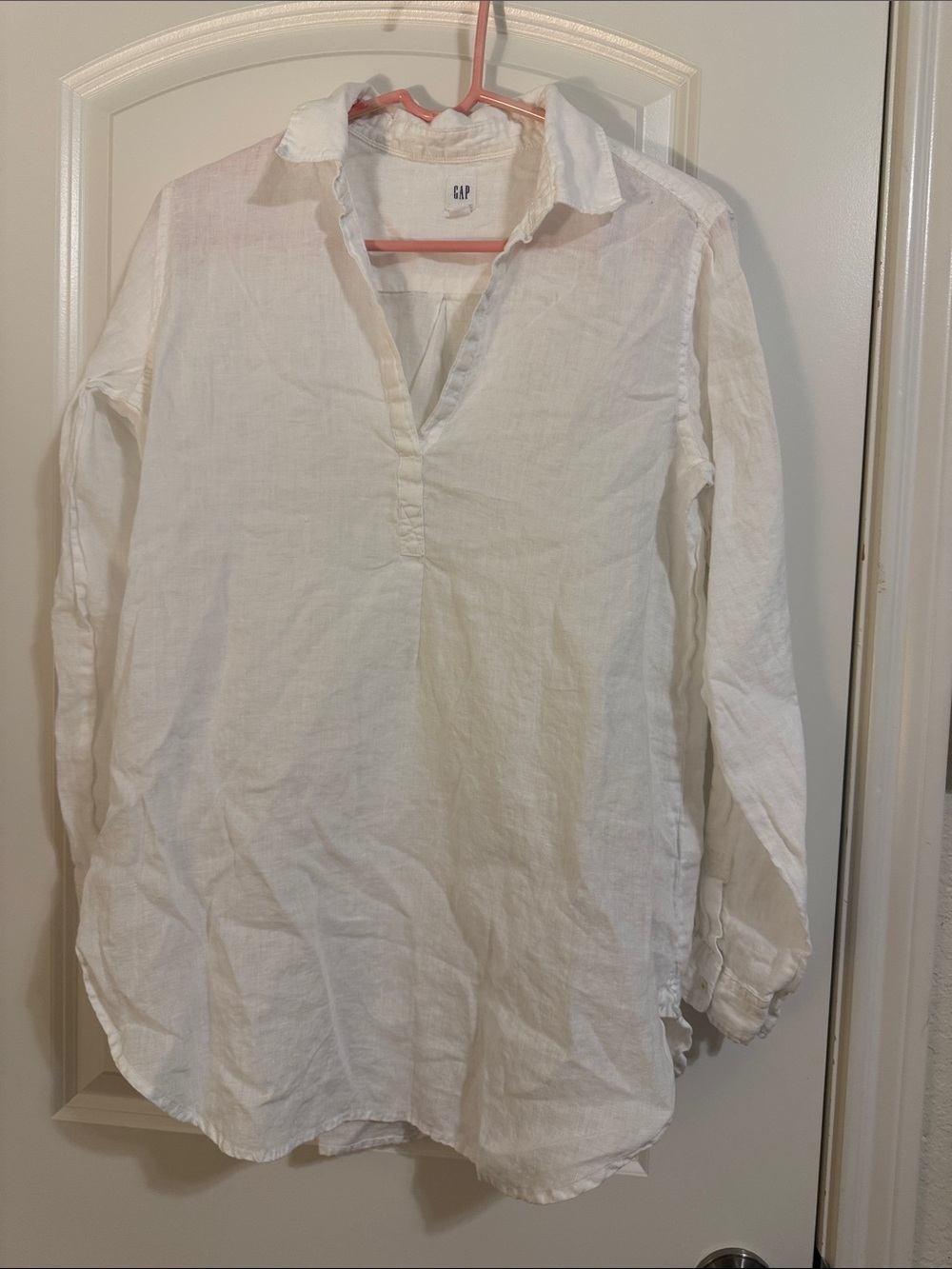 GAP White Linen Women's Popover Boyfriend Tunic Top